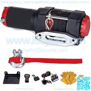 3500lb. Electric Synthetic Rope ATV Winch Kit, 12V Winch for Towing ATV/UTV Off Road Trailer, IP67 Waterproof Winch with Wireless Remote Control Mounting Bracket(3500 lbs Winch)