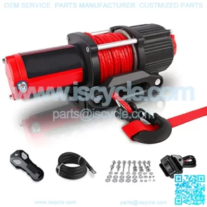 12V 4500LBS Synthetic Rope Electric Winch for Towing ATV/UTV Off Road with Mounting Bracket Wireless Remote