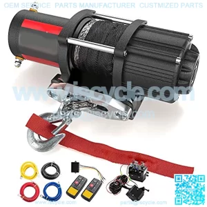12V 4500LBS Electric Synthetic Rope ATV Winch Kits for Towing ATV/UTV Off Road Trailer with Wireless Remote Control Mounting Bracket