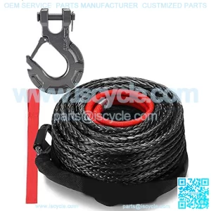 Synthetic Winch Rope Cable Kit: 1/2" x 92 ft 31500LBS Winch Line with Protective Sleeve + Forged Winch Hook + Safety Pull Strap go for 4WD Off Road Vehicle Truck SUV Jeep ATV UTV