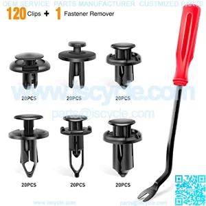 GRC-30 120PCS Car Retainer 6.3mm 8mm 9mm 10mm Expansion Screws Replacement Kit Bumper Push Rivet Clips, 1PC Fastener Remover