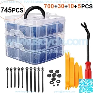 Uolor 745 Pcs Car Retainer Clips & Plastic Fasteners Kit Fender Rivet Clips, 16 Most Popular Sizes Auto Push Pin Rivets Kit for GM Ford Toyota Honda Chrysle