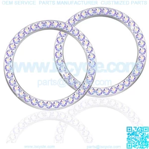 2 PCS Crystal Rhinestone Car Engine Start Stop Decoration Ring, Bling car Accessories, Push to Start Button, Key Ignition & Knob Bling Ring, Colorful
