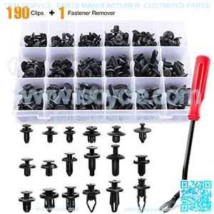 190 Pcs Car Retainer Clips & Fastener Remover - 18 Most Popular Sizes & Applications Auto Push Pin Rivets Set -Door Trim Panel Clips for Toyota, Honda, Nissan, Mazda - Bonus Fastener Remover