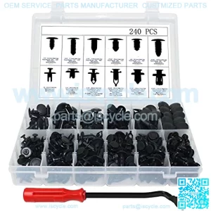 240 Pcs Push Retainer Kit and Free Fastener Remover,Assortment Universal Retainer Clips Push Type Retainers Set in Case Fits For GM Ford Toyota Honda Chrysler