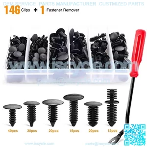 146PCS Nylon Bumper Shield Retainer & Double End Xmas Tree Retainers Clips Universal Auto Body Shield Retainer Fastener Clip Assortment- Bonus Fastener Remover