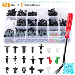 425 Pcs Car Body Retainer Clips Set Tailgate Handle Rod Clip & Fastener Remover - 19 Most Popular Sizes Auto Push Pin Rivets Set -Door Trim Panel Clips for GM Ford Toyota Honda Chrysler