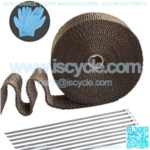 2" x 50' Titanium Universal Exhaust Heat Insulation Tape with Stainless Steel Locking Tape for Motorcycle and Car Heat Insulation Tape