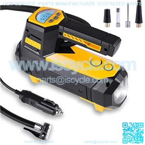 12V DC Digital Auto Tire Inflator Accessories, Portable Air Compressor Pump Auto Shut-Off with Emergency LED Flasher, Long Cable for Car, Bicycle, Motocycle, Air Boat and Other Inflatables