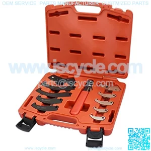 Adjustable Universal Pin & Hook Wrench Spanner 11 Piece Shock Absorber Tool Kit with Carrying Case For Suspension Collar, Normal Industrial Use