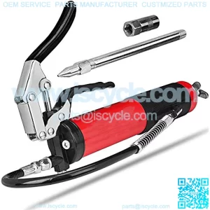 Red Heavy Duty Deluxe Pistol Grease Gun with 18inch Flex Hose 6000 PSI-Lubricate Tractors RVs Cars Suspension Tie Rods Chassis and Drive Shafts