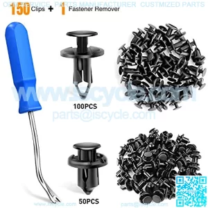 150 pcs Push-Type Bumper Fasteners Rivet Clips-2 Sizes Universal Auto Clips & Fastener for Bumper Fender Clips Replacement-Fastener Removal Tool Included (150PCS Clip)