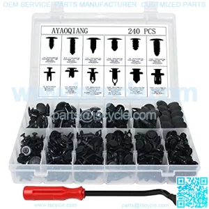 240 Pcs Car Push Retainer Kit and Free Fastener Remover,Assortment Universal Bumper Retainer Clips Push Type Retainers Set in Case Fits For GM Ford Toyota Honda Chrysler (240 Pcs)