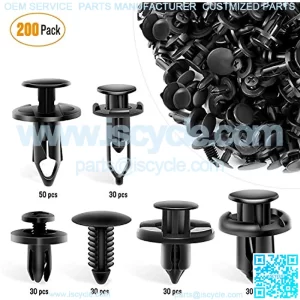 GRC-47 Universal Plastic Fender Clips,200 Pcs Push Bumper Fastener Rivet Clips with 6 Size Auto Body Retainer Clips Bumpers,Car Fender Replacement for GM, Ford & Ch