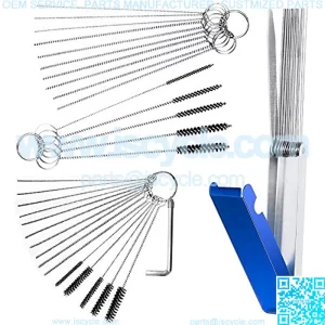 4 Set Carburetors Carbon Dirt Jet Remove Cleaner, FineGood 13 Cleaning Wires Set, 20 Cleaning Needles, 10 Nylon Brushes, 1 Stainless Steel Wrench Tool Kit for Motorcycle ATV Moped Welder Carb