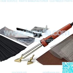 Plastic Welding Kit for Bumper Kayak Repairs -2 Welder Tips, 2 Wire Mesh, 20 Black Plastic Rods, 80W Iron