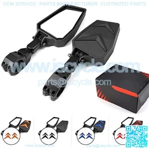 UTV RZR Side Mirrors Rear View Mirrors Fits 1.75- 2" Roll Bar Compatible with Polaris RZR 800 900 1000 XP Turbo Teryx Yamaha w/Black Orange Blue Red Inserts, Adjustable Aluminum Clamp