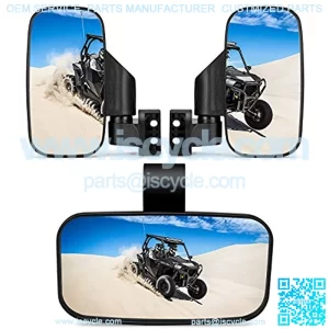 UTV Side Mirrors And Center Mirror with 1.75" to 2" Roll Bar Cage, Adjustable Rear View Side Mirrors Compatible with Polaris RZR, Commander Maverick X3, Viking, Rhino, Kawasaki Teryx