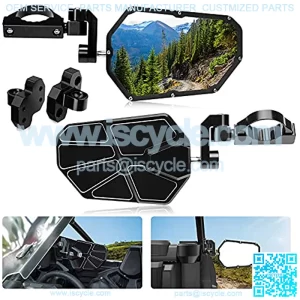Universal UTV Aluminum Side Mirrors Compatible with Can Am Defender Commander Polaris Talon Yamaha Kawasaki Adjustable 1.65-2" Roll Cage, work with the windshield / Doors
