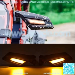 UTV Side View Mirrors, Adjustable Folding Rear View Side Mirrors with LED Turn Signal Lights for Can Am Maverick X3 2017-2021 Accessories