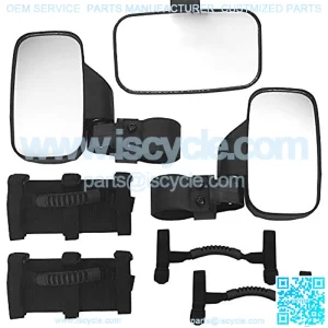 UTV Offroad Centre View & Side View Mirror With 4 Grab Handles Set Compatible with Polaris RZR Ranger Arctic Cat Yamaha Kawasaki Honda Can-Am