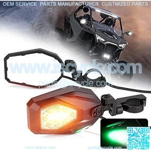 UTV LED Lighted Side Mirrors with Flowing Turn Signal Light and Spotlight Hawkeye light, Heavy Duty lighted Mirrors for 1.6"-2" Roll Bar Compatible with Polaris RZR Talon 1000 Can Am X3