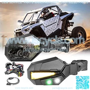 UTV Sideview Lighted Mirror Kit, Side View Mirror for 1.75-2 Inch Roll Bar Adjustable Rear View Mirror for Polaris RZR, Side by Side, CAN-AM, Kawasaki Teryx, Yamaha and YXZ, RZR 2020