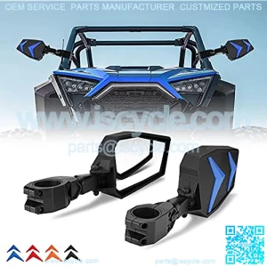 UTV RZR Side Mirrors Rear View Mirrors Compatible with 1.75- 2" Roll Bar Polaris RZR 800 900 1000 XP Turbo 4 in 1 Black Orange Blue Red Inserts Break-Away