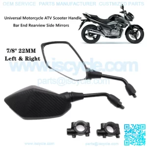 7/8" L&R Motorcycle ATV Scooter Universal Handle Bar End Rearview Side Mirrors