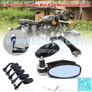 Pair CNC Motorcycle ATV Scooter 7/8" 22mm Handle Bar End Rearview Side Mirrors