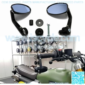 Motorcycle 7/8" Handle Bar End Mirrors Black For Chopper Bobber Cafe Racer ATV