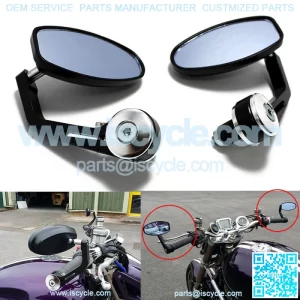 BLACK 7/8" HANDLE BAR END MIRRORS FOR CUSTOM BOBBER CAFE RACER BUELL CLUBMAN ATV