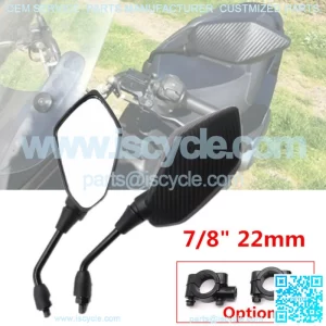 Pair of Motorcycle ATV Scooter 7/8" 22mm Handle Bar End Rearview Side Mirrors