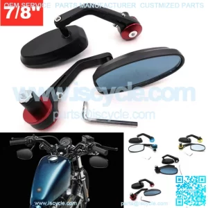 CNC Universal Motorcycle ATV Scooter 7/8" 22mm Handle Bar End Rearview Mirrors