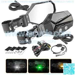 UTV Side View Mirror Kit, Auto Power Plus 2 Pack Rear View Mirror with Turn Left/Right Amber Lights White Green Lights 1.75"- 2" Roll Bar Cage UTV Mirrors for Polaris RZR, Kawasaki Teryx, YXZ, Can-Am,5% coupon applied at checkout,with coupon