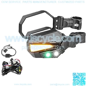 NEW SUN UTV/ATV Side View LED Lighted Mirror Kits with Turn Signal/White/Green LED Lights Fits 2 Inch Roll Bar Cage