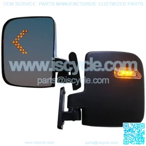 LED Turn Signal Golf Cart Mirrors - Fully Adjustable Side Mirrors (Set of 2, 12V-48V)