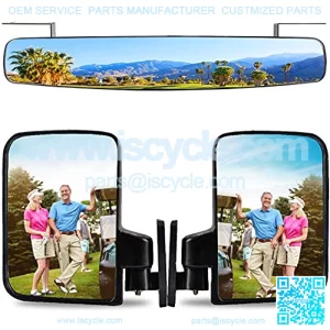 Golf Cart Mirrors Rear view Folding Side Mirrors for Club Car EZGO Yamaha Combo Pack