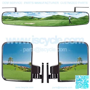 Golf Cart Side Mirror and Rear View Mirror Kit for EZGO, Club Car, Yamaha