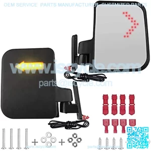 Golf Cart Mirror Universal Golf Cart Side Mirrors with LED Turn Signal Light Rear view Mirrors for Club Car Ezgo Yamaha Side Mirrors Golf Cart