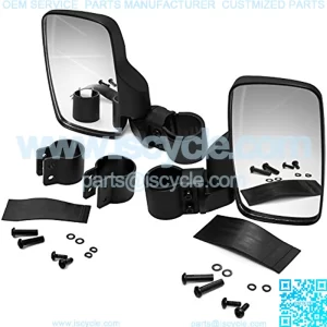 UTV Rear View Side Mirrors Shatter-Proof, Universal Best for 1.6" - 2" Roll Cage Bar, Adjustable Arm - High Impact Tempered Glass 2-pack