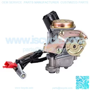 PD18J 18mm Carburetor for 4 Stroke GY6 49cc 50cc Scooter 139QMB Moped Engine for Kymco Scooter with Fuel Filter Spark Plug Intake Manifold and Adjusting Shims