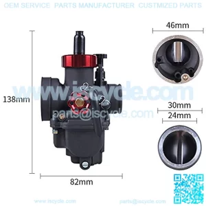RACING CARBURETOR PE24FL FLANGE FIT FOR CROSS BIKE 70CC 100CC 125CC SCOOTER HONDA YAMAHA SUZUKI (PE24FLYJ, Black)