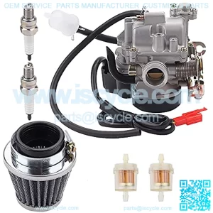 139QMB Carburetor with Air Filter Fuel Filter Spark Plug Replacement for GY6 49CC 50CC 4 Stroke Scooter Engine 19mm Carb