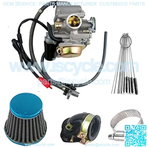 150cc Carburetor Compatible with GY6 4 Stroke Engines Electric Choke Motorcycle Scooter 152QMJ 157QMI with Air Filter Intake Manifold with Cleaning Brushes