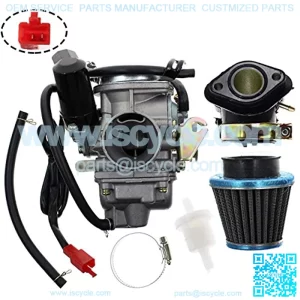 PD24J Carburetor for GY6 125cc 150cc Go Kart Scooter 152QMI 157QMJ Carb with Air Filter Intake Manifold