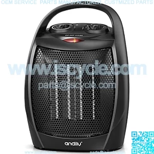 Compact Portable Ceramic Space Heater with Adjustable Comfort control Thermostat, 3 settings, Easy grip handle, Great for use in Home, Dorm, Office Desktop, and Kitchen, ETL for Safe (Black)