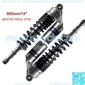 Motorcycle Air Shock Absorbers Universal Fit for Honda Suzuki Kawasaki ATV Go Kart Quad Dirt Sport Bikes 360mm 14" Black and Silver