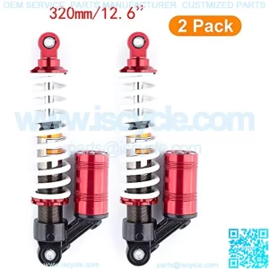 Motorcycle Rear Air Shock 12.6" 320mm Absorbers Pair Replacement Suspension Universal Compatible For Go Kart 2 pcs (Red)