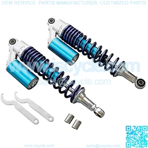 Pair 340mm Universal Motorcycle Rear Air Shock Absorbers for all ATV Go Kart Quad Dirt Sport Bikes (blue&silver)